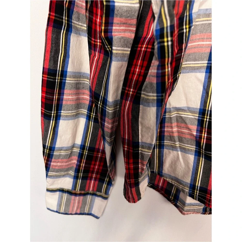 J. Crew Women's Red & White‎ Plaid Tartan model Button Down Shirt XS
